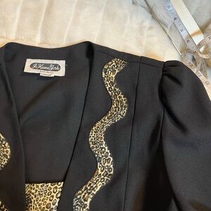 VTG Mobwife Women 16 City Btn Cami Suit Jacket Set Workwear Office Leopard
